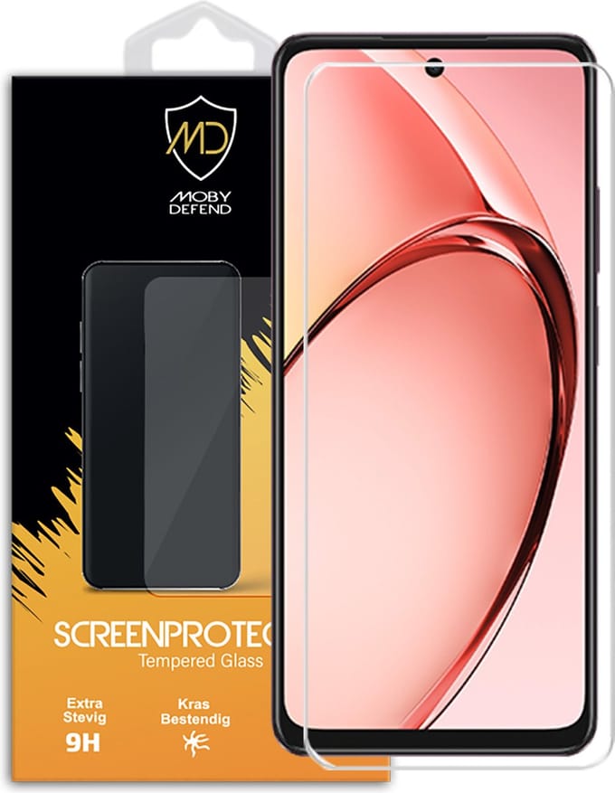 MobyDefend Screenprotector - Geschikt voor Oppo A60 5G - Case-Friendly Screensaver - Gehard Glas