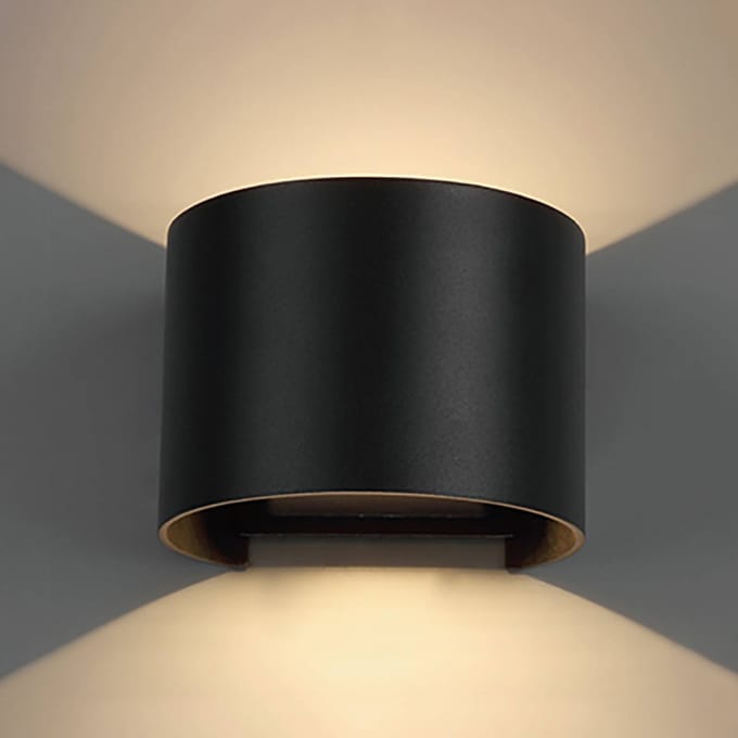 Mantra Iluminación Davos LED buitenwandlamp, rond, zwart, dimbaar, aluminium