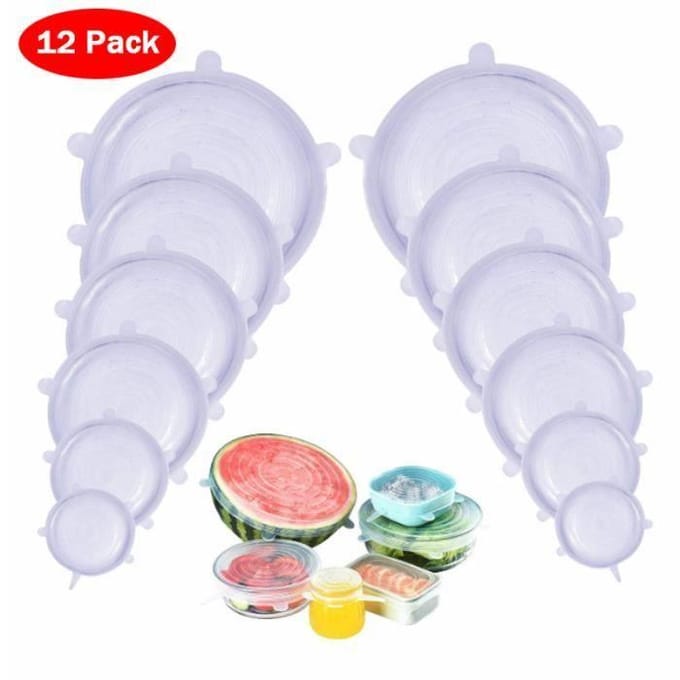Couvercle en Silicone Stretch 12 PCS Couvercle en Silicone Couvre-Savon Couvre-Couvercle en Pot Couvre-BPA-sans BPA wit