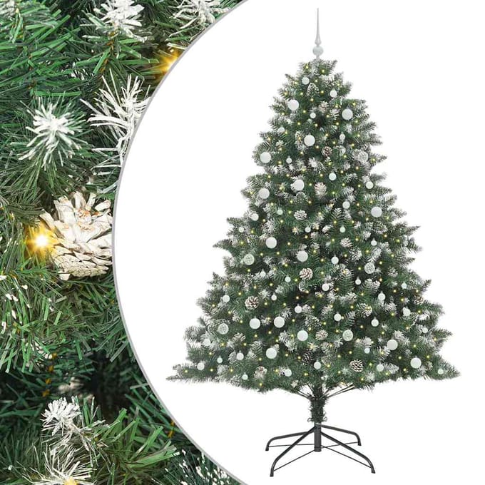 vidaXL - Kunstkerstboom - Groen - 240 - cm - PVC - en - Plastic - en - Staal