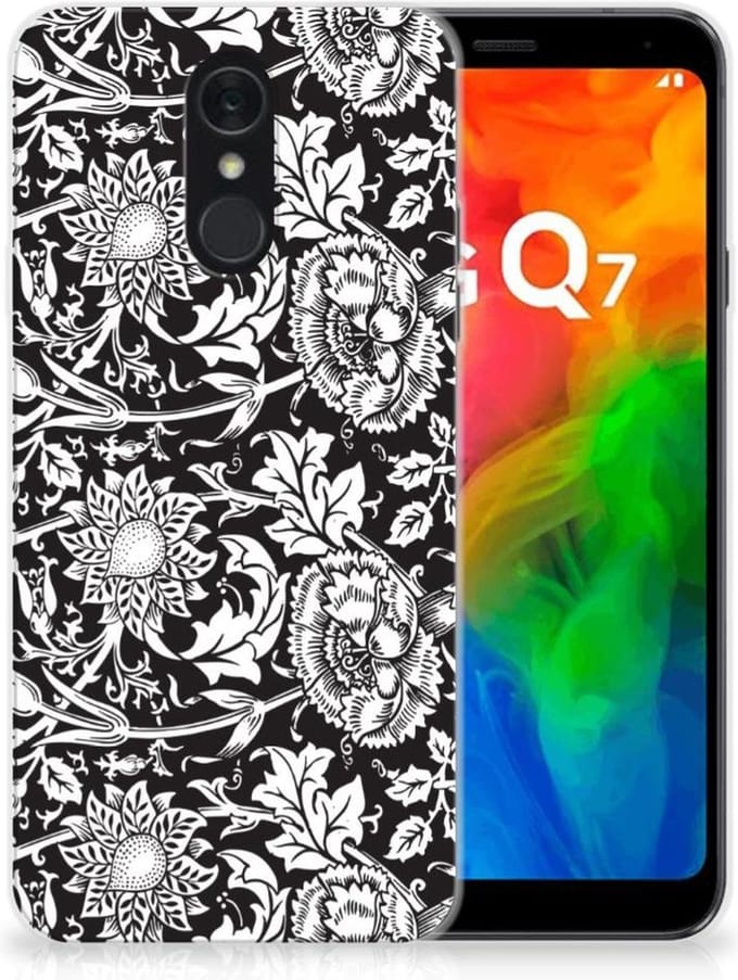 LG Q7 TPU Case Black Flowers