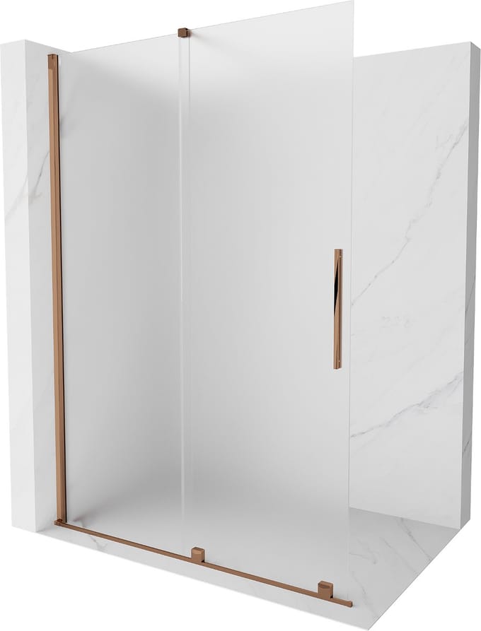 Mexen Velar schuifbare inloopdouchewand 150 x 200 , matglas 8 mm, roze goud - 871-150-000-33-60