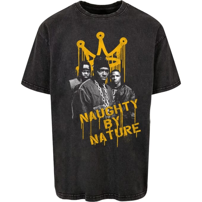 Merchcode - Drip Crown Acid Washed Oversize Heren Tshirt - M - Zwart