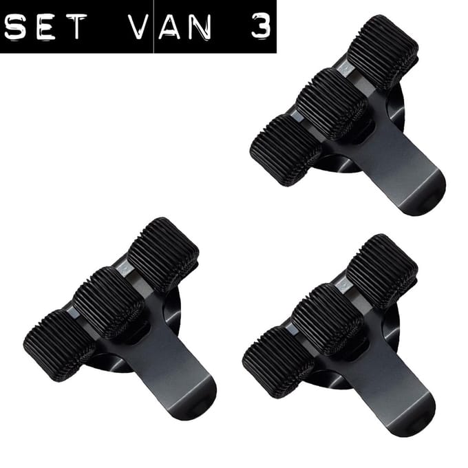 3 Pack Pennenhouder - Penhouder - Clip - uniform (Zwart)