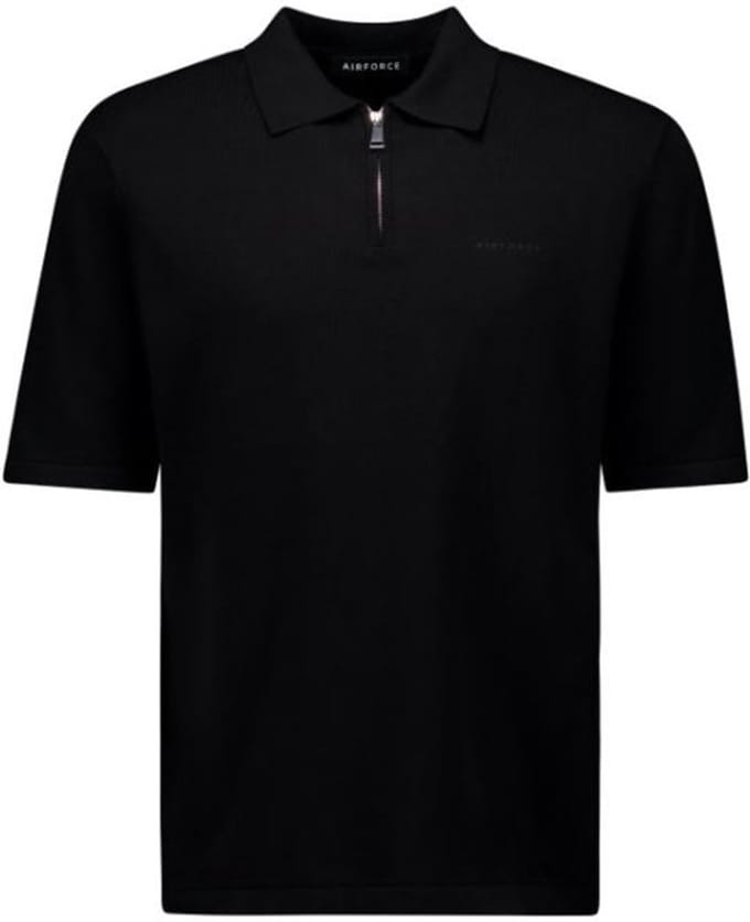 Knitted Zip Polo Heren True Black M