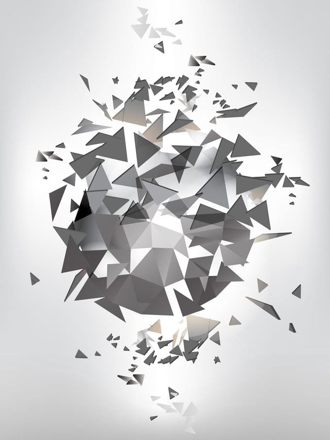 Shattered black white grey  Photo Wallcovering