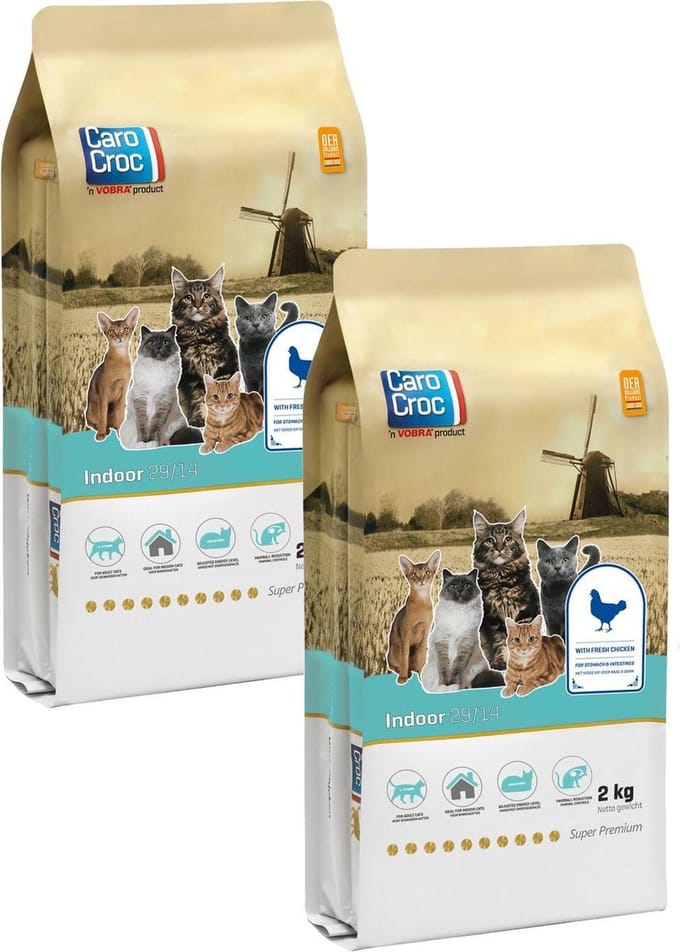 Carocroc Indoor 29/14 - Kattenvoer - 2 x 2 kg