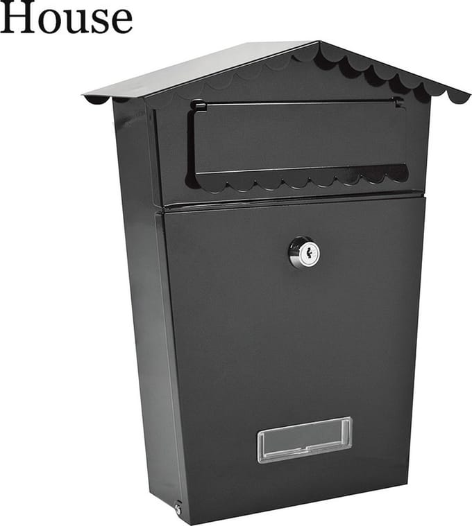EDM Stalen Brievenbus Met 2 Sleutels - Zwart - 21x6x30 cm