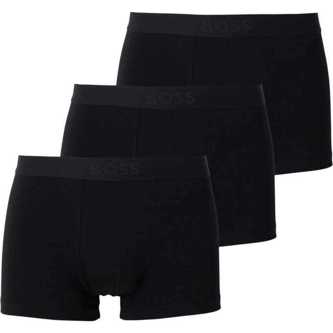 Boss Boxershorts met logo voor heren (set van 3) (Zwart)