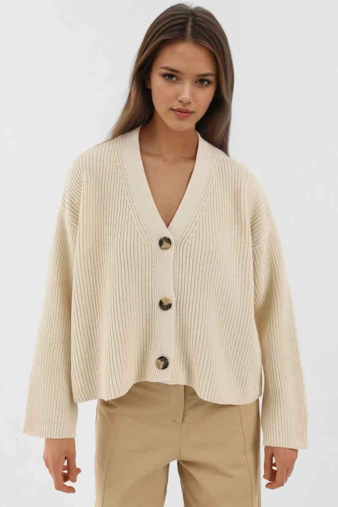 V-hals Oversized Gebuttonde Cardigan