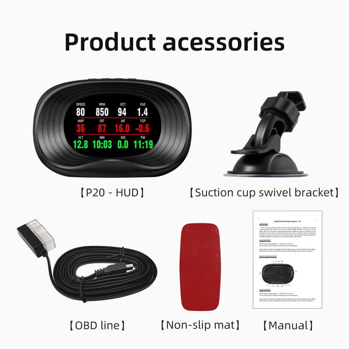 Digitale OBDII-snelheidsmeter Auto Head-Up Display met OBD-interface Snelheidsspanning Enkele kilometerstandklok zwart