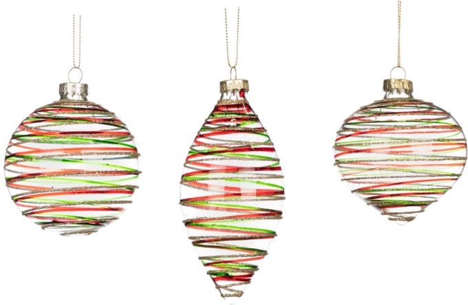 Goodwill Kerstbal Glas Rood-Groen D 8 cm Voordeelass. Per 3 Stuks