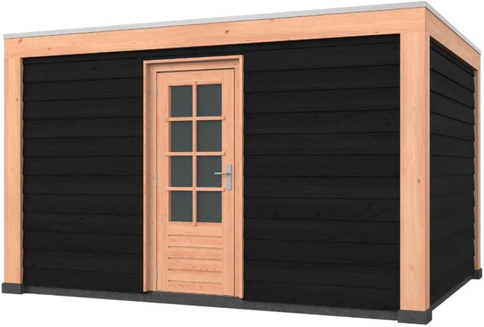 Douglas overkapping, 400 x 300, met zwarte schuur, Westwood Modern Plus