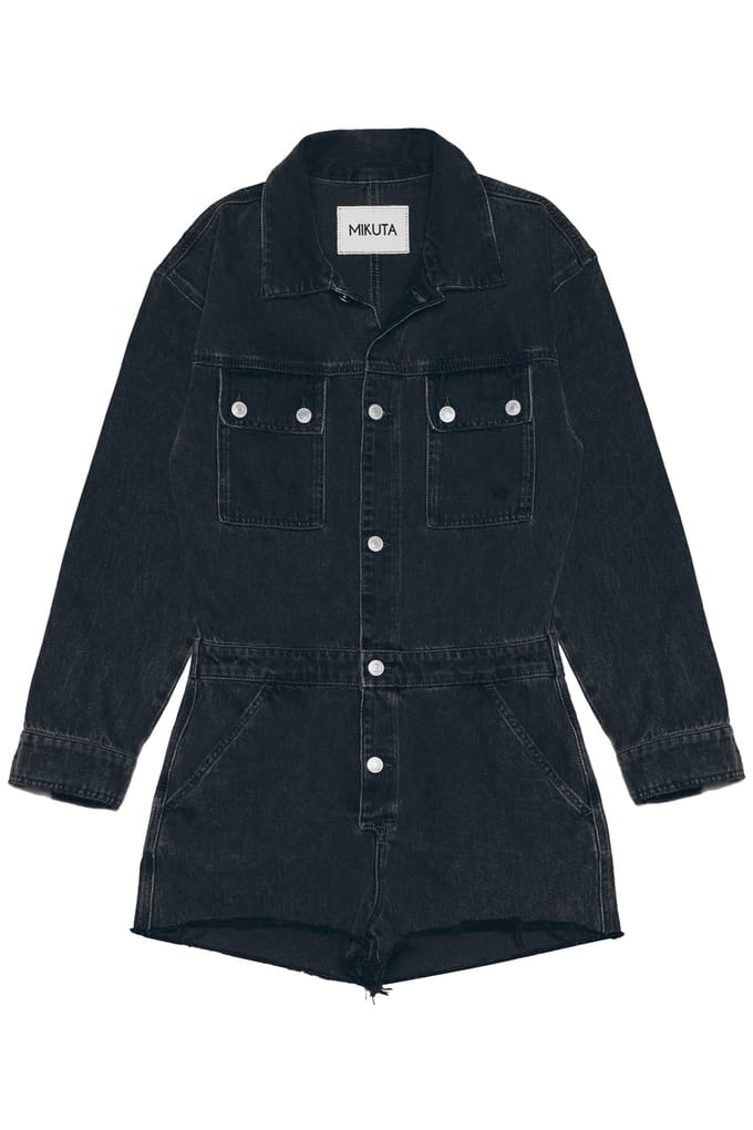 Mikuta The Black Short Denim Jumpsuit Größe: M | Jumpsuits Outlet | Damen | Schwarz