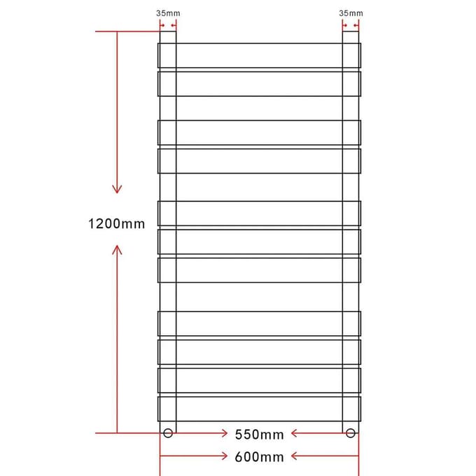 vidaXL Radiateur sèche-serviettes vertical de salle de bain 600x1200mm