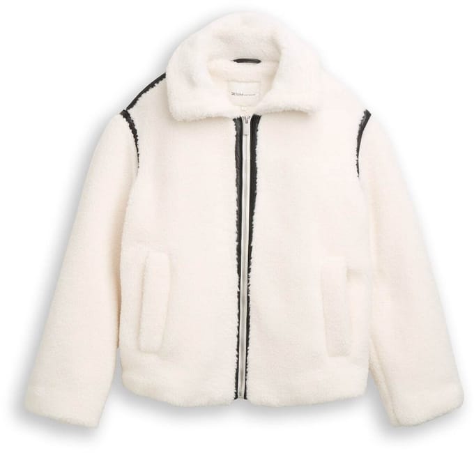 Tom Tailor Denim - Losse teddy jas - Maat L - light cream beige