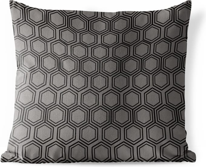 Tuinkussen - Zwart - Patronen - Hexagon - 40x40 cm - Weerbestendig