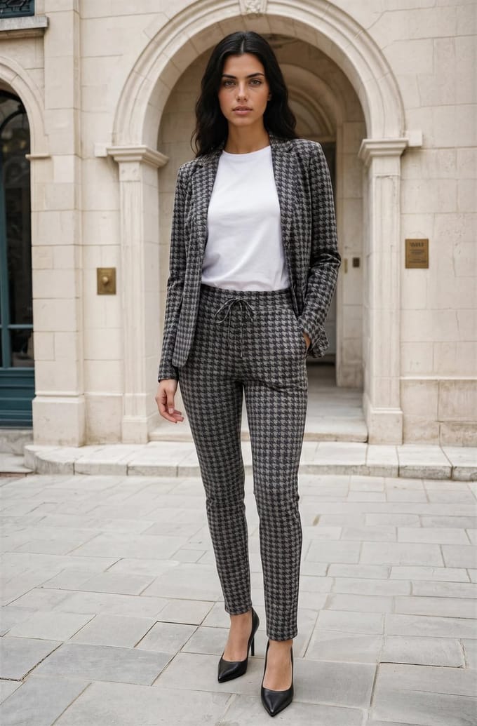 MI PIACE - Travel Blazer Houndstooth Print 202015 Falcon - Maat : L