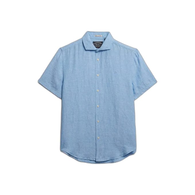 Superdry Riviera Linen Overhemd Met Korte Mouwen Blauw S Man