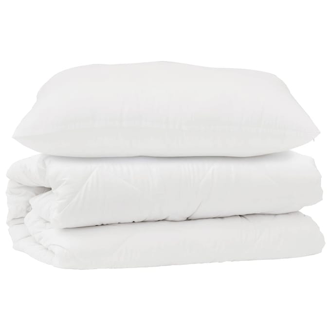 vidaXL - Deken - Set - met - kussen - 2 - st - Wit - Microvezel