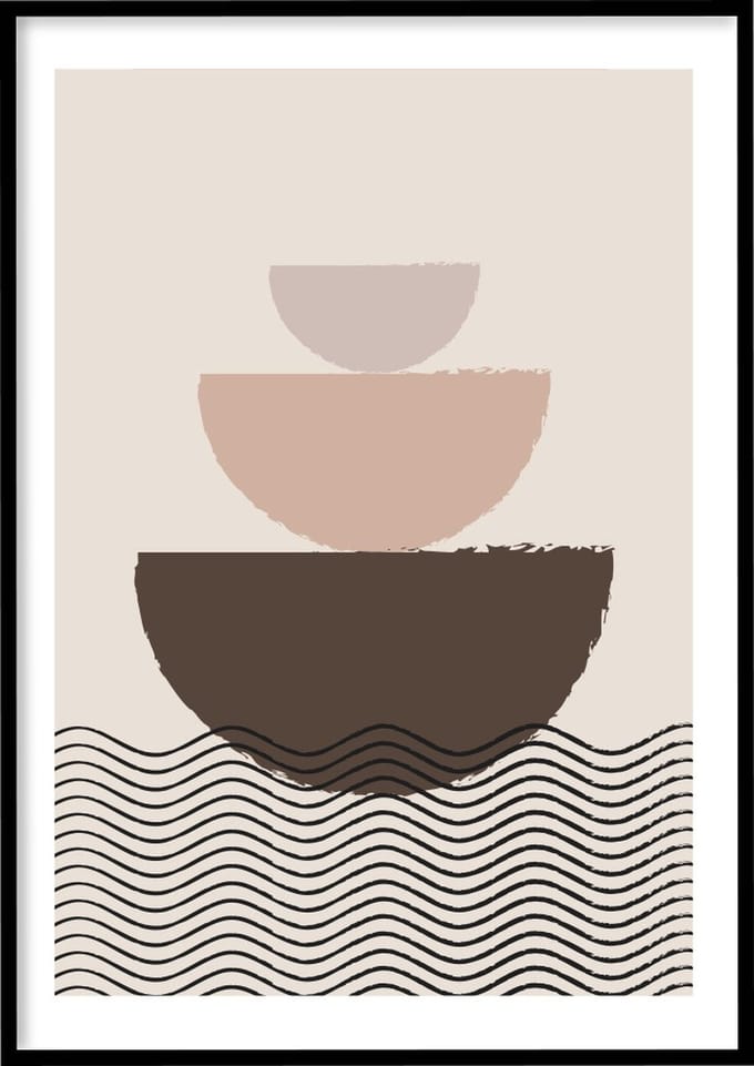 Poster Abstract Semicircle - 30x40 cm - Abstracte poster - Exclusief fotolijst – WALLLL
