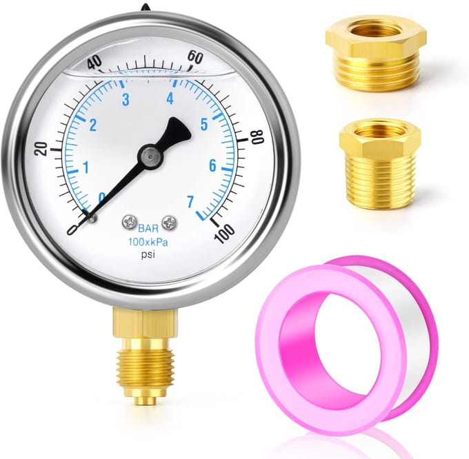 Dailygoody - Manometer - 0-7 bar - Roestvrij staal - 1/4 inch