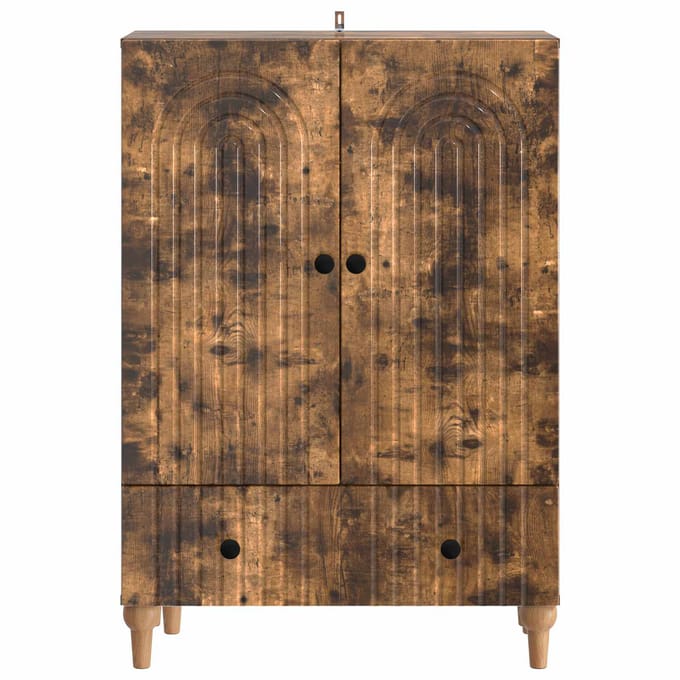 vidaXL - Dressoir - Gerookt - eiken - 66 - x - 34,5 - x - 95 - cm - Bewerkt - hout