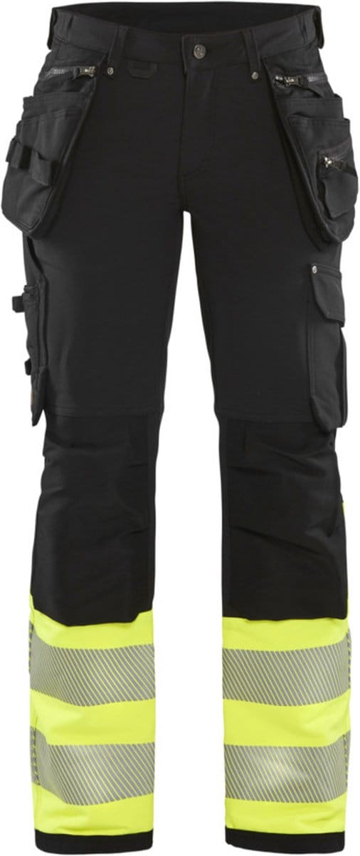 Blaklader Dames High Vis 4-weg stretch werkbroek 7193-1642 - Zwart/High Vis Geel - D21