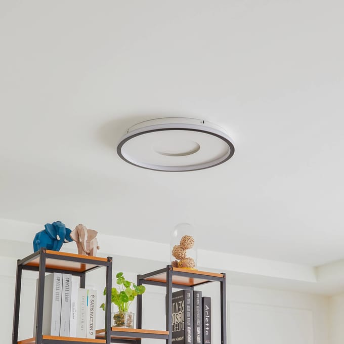 Lindby LED plafondlamp Edenia, zwart/wit, CCT, Ø 51 cm