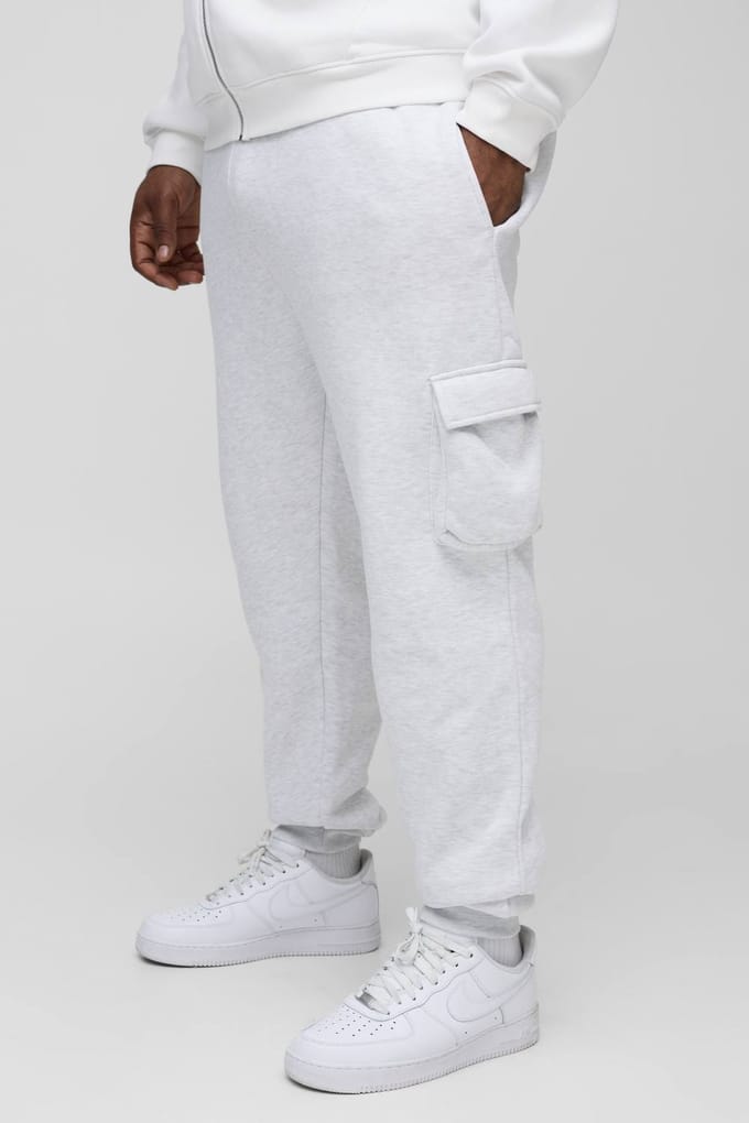 Plus Skinny Fit Cargo Joggers In Grey Marl | Size 3XL