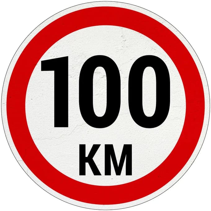 100 km bord | Sign Again materiaal | 10 cm