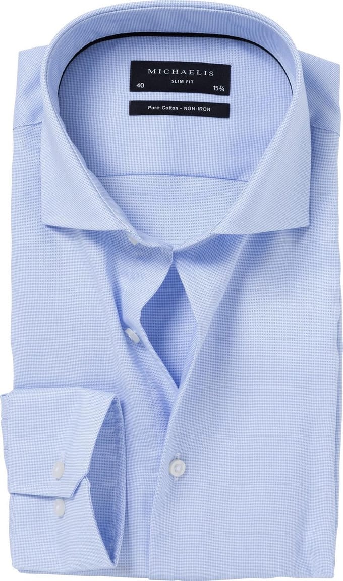 Michaelis Blauw faux-uni overhemd extra