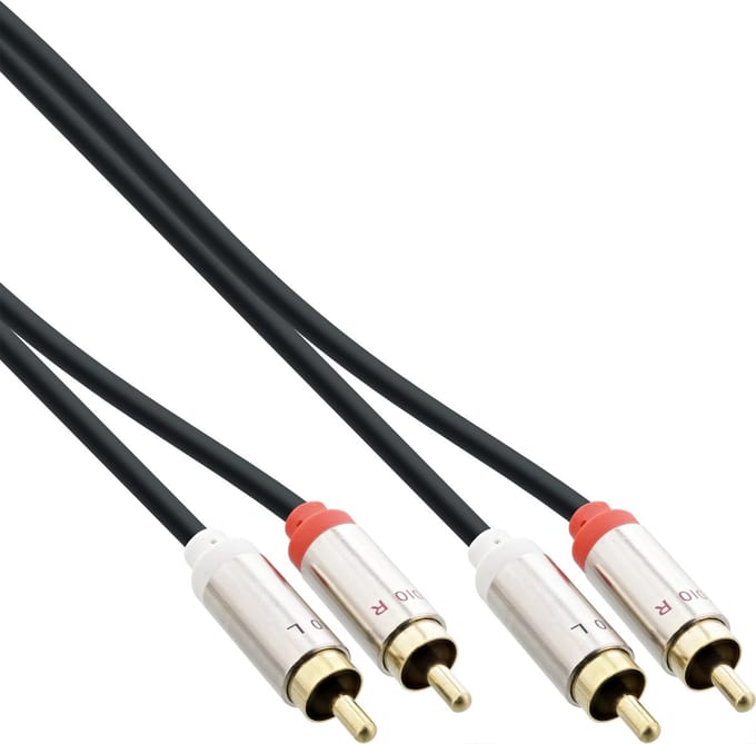 InLine® Slim audiokabel 2x Cinch male / male, stereo, 3m