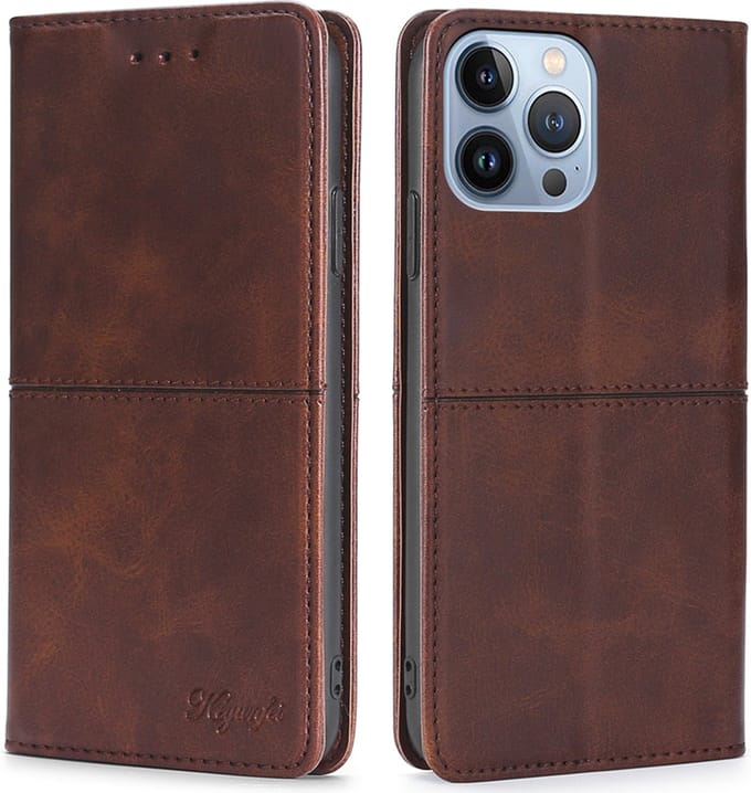 Apple iPhone 13 Pro Max Telefoonhoesje | PU Lederen Telefoonhoesje | Leren Pasjeshouder | Bruin