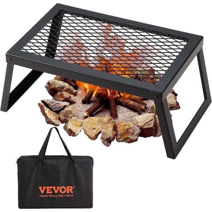 Grille de feu de camp pliable Foyer de camping portable Acier BBQ d'extérieur Pique-nique