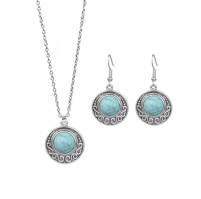 Jomide Sieradenset Bohemian - Zilverkleurig/Turquoise - 1