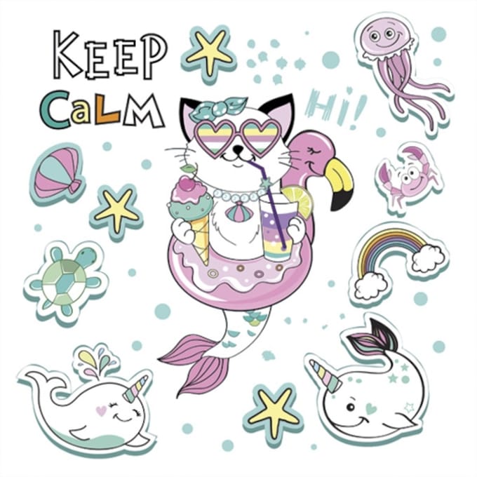 Lunch servetten Mermaid Cat Vibes - Daisy - 33x33 cm