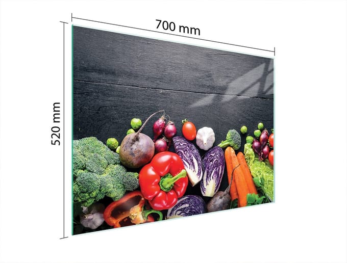TMK ArtDeko - Serie - Glasplaat - 70x52cm - Beschermpaneel - Groenteprint