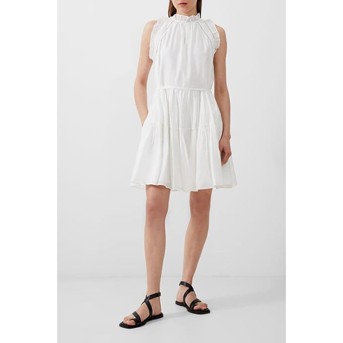 French Connection Emily Tiered Flared Dress White Taglia: M | Abiti Mini Outlet | Donna | Bianco