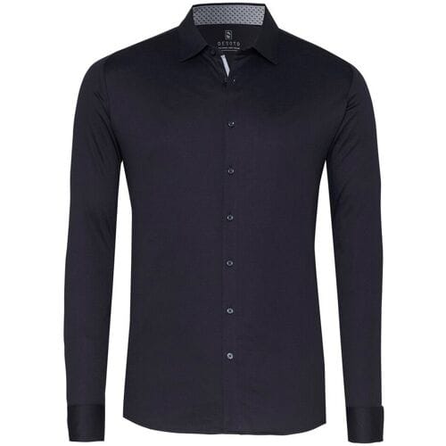 Desoto Overhemd Solid Color Casual Kent Navy / male