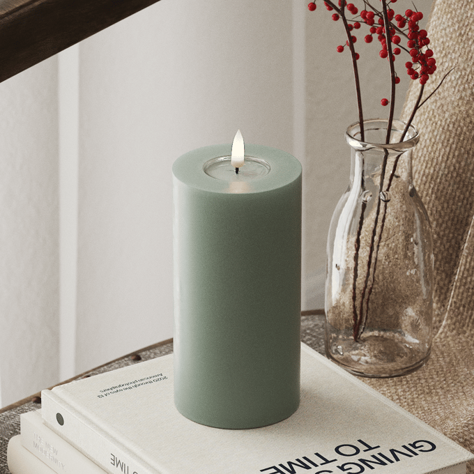 Deluxe Homeart - Led Kaars Salie Groen 7,5 x 15cm