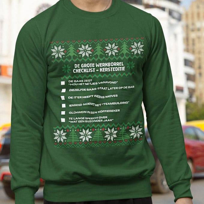 Kerst Trui Groen Kerstborrel - De Grote Werkborrel Checklist Kersteditie M