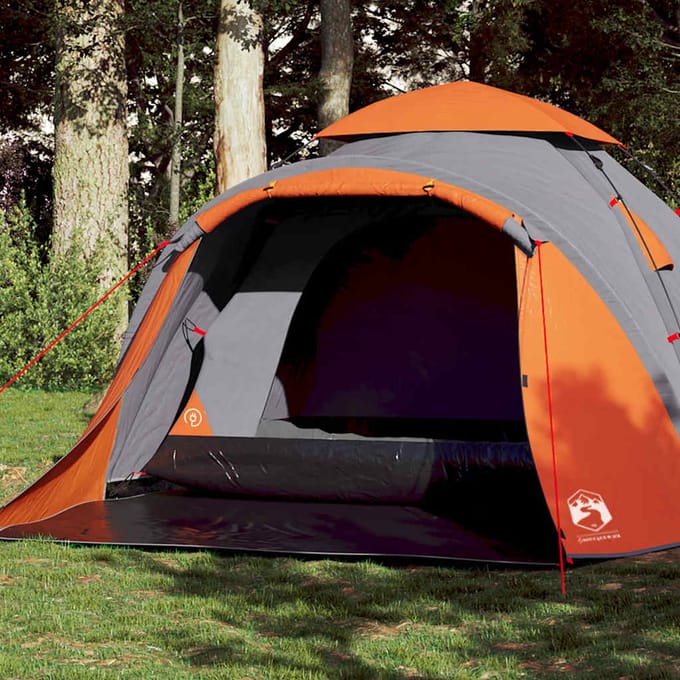 Tente de camping dôme pour 3 personnes Gris et Orange Système à libération rapide