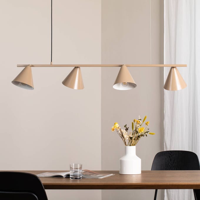 ALDEX Hanglamp Form 4, beige, metaal, 4-lamps, kegelvormig, E27