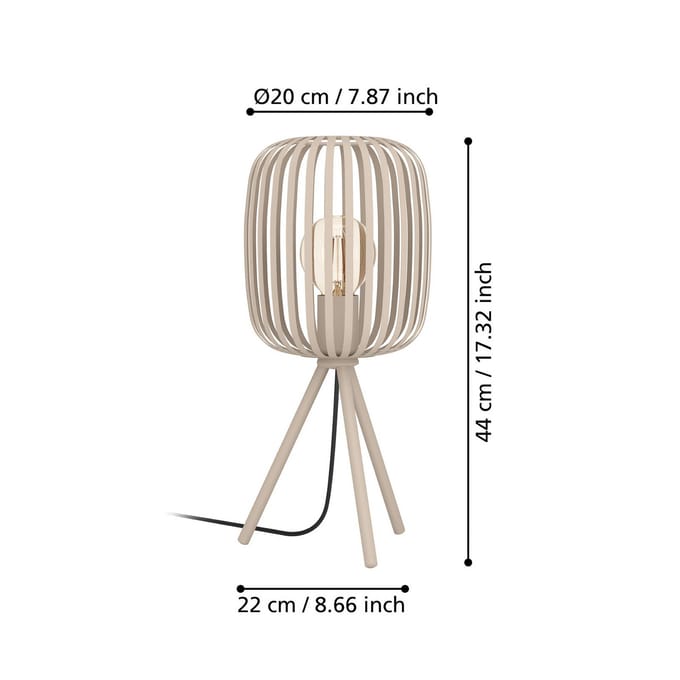 EGLO Tafellamp Romazzina, beige, hoogte 44 cm, metaal, E27