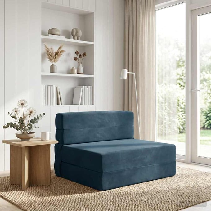 vidaXL - Vouwbare - Sofa - Bed - Blauw - 70 - x - 80 - x - 60 - cm - Stof