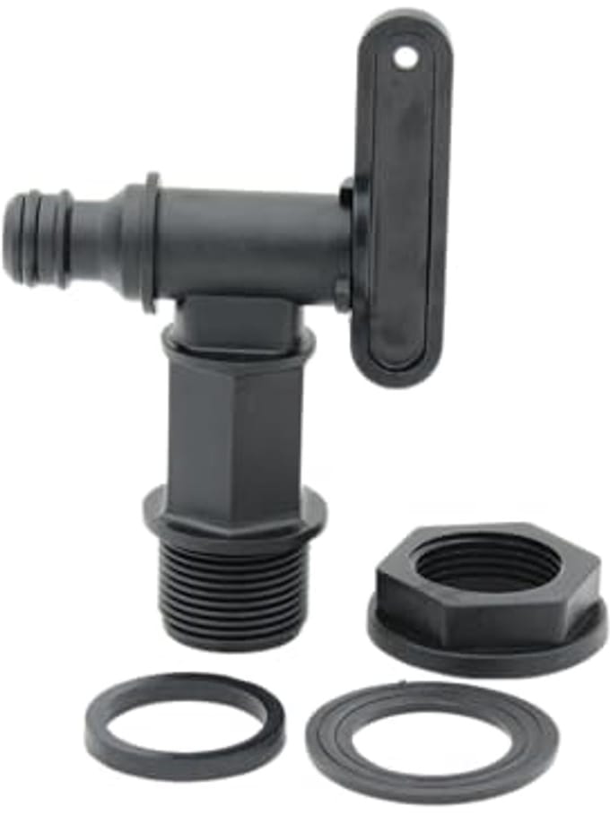 Regentonkafsluiter 3/4 inch met kliksysteem en afdichtingen