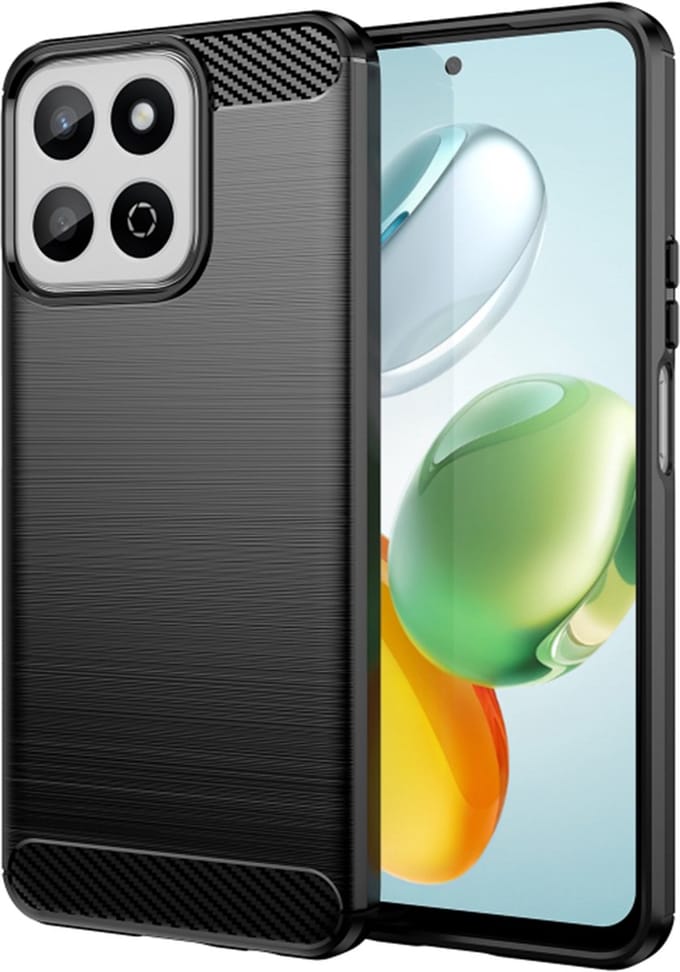 Hoesje geschikt voor HONOR 200 Smart/X7c - Techsuit Carbon Silicone Back Cover - Zwart