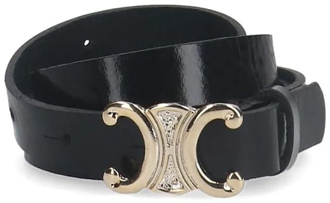 Manfield - Dames - Zwarte leren dames riem - Maat 085