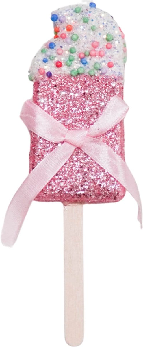 Housevitamin - Kersthangers - Waterijsje met Discobal Dip - Roze - 6,5x2x16cm